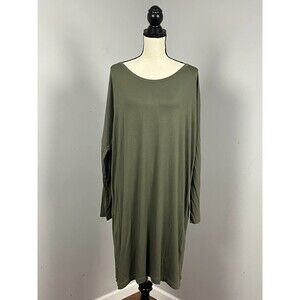 Ilse Jacobsen Green T-Shirt 131 Tunic Dress Stretch Knit Women's Large
